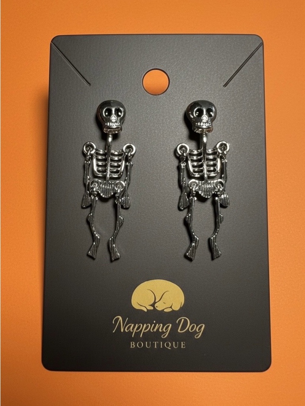 Silver Skeleton Dangle Earrings